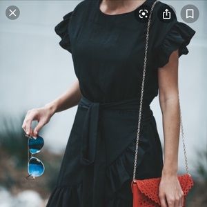 VICI Lovina medium black ruffle wrap dress